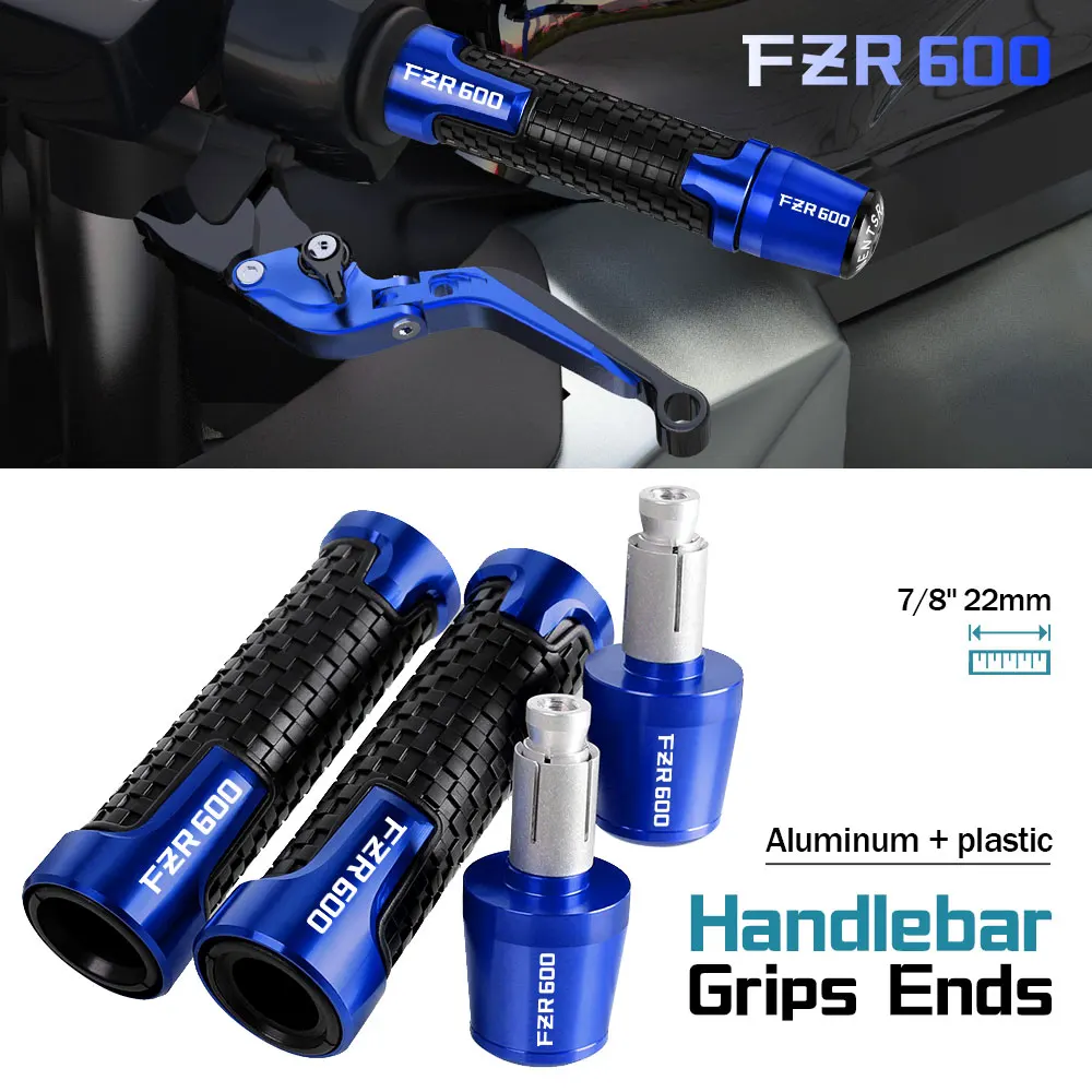 دراجة نارية المقود قبضة ينتهي ، مقبض Grips لياماها FZR600 FZR 600 FZR-600 1989-1997 1998 1999 ، 7/8 "، 22 مللي متر