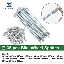 X autohaux Bicycle Spokes Bike Wheel Spokes 14G 163/167/173/179/183/189/193/197/203/210/219/227mm Length Carbon Steel Galvanized