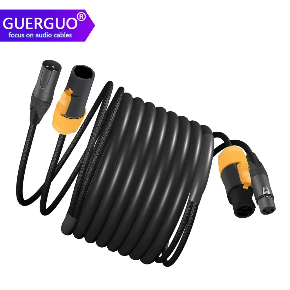 DMX-Powercon-Kabel-Kombination aus wasserdichtem 3-poligem Powercon-Stecker und DMX-3-poligem XLR-Signal-Kombinationskabel für bewegliche Heading-Beleuchtung