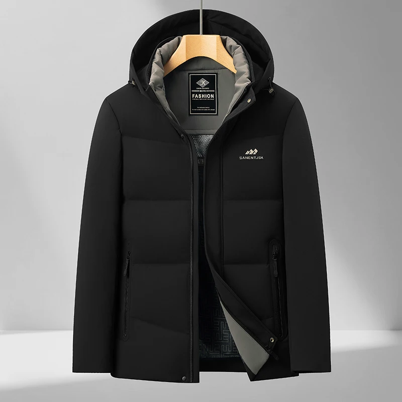 Timeless Men's Basic Down Coat Business Casual Puffer Parkas Winter Thermal Outerwear Black Navy Essential Collection Garment