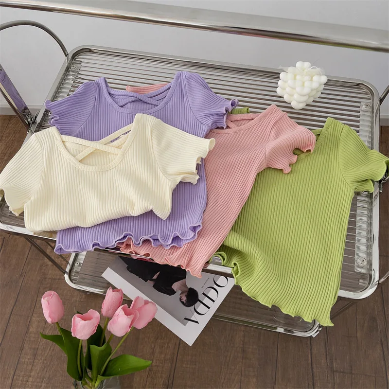 Designer Cross-Back Tee - Breathable Cotton Blend with Fashionable Crisscross Straps | Modern & Chic for Playdates