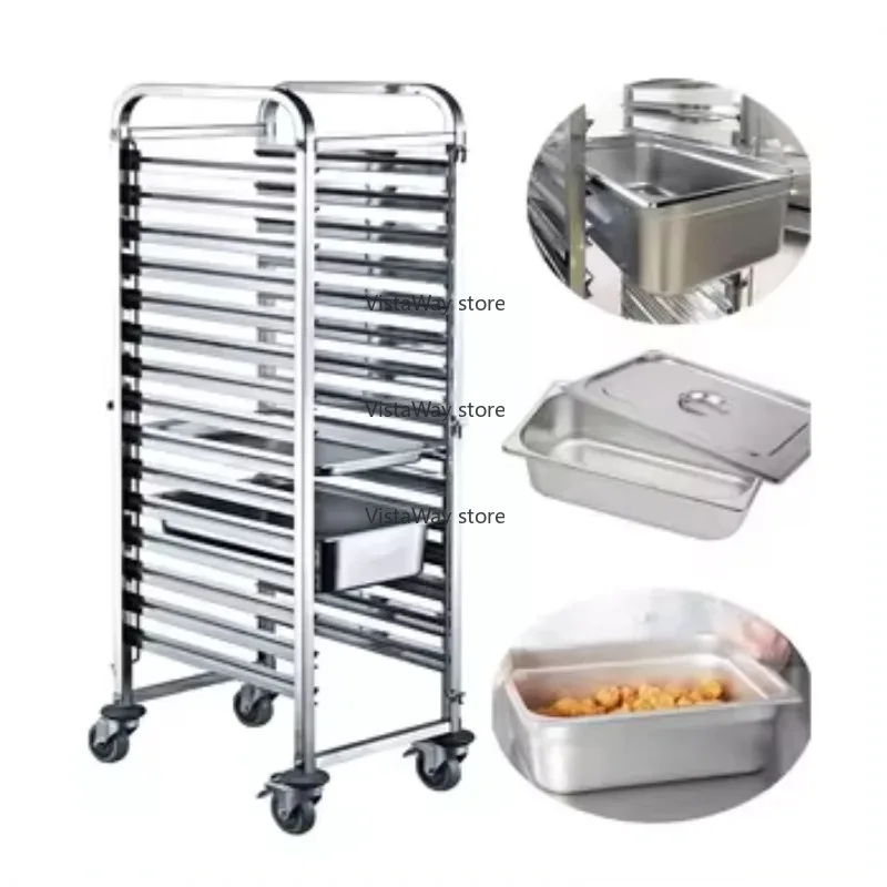 Custom 201 Stainless Steel Baking Tray Rack Trolley Commercial Multi-layer Baking Cake Rack Car For Drying And Freezing Trolley