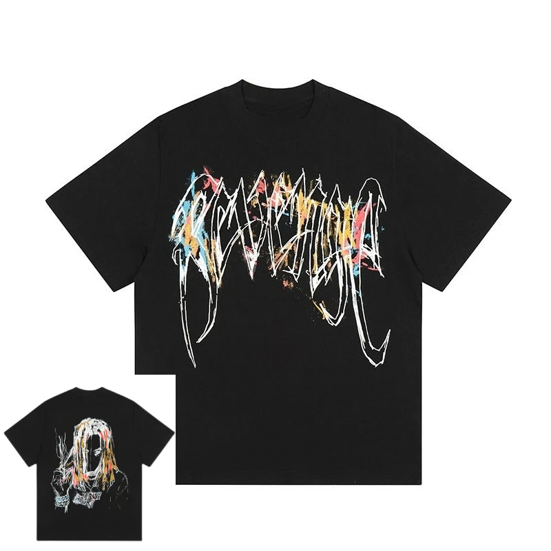 الاتجاه الأمريكي الانتقام X ليل دورك مشترك جديد اللوحة المحملة شخصية النفط اللوحة الطباعة تي شيرتات قصيرة الاكمام الرجال والنساء