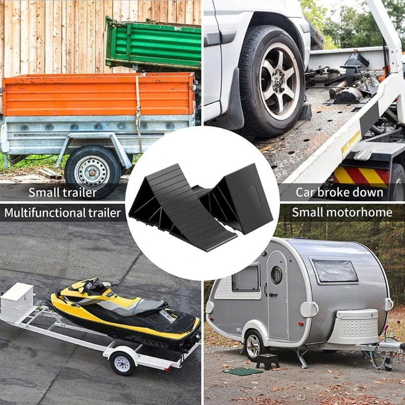 A70F Wheel Chock Vehicle Truck Trailer Wheel Stop Block Skid Resist Base Tire Support Pad with Holder Wheel Stopper Control