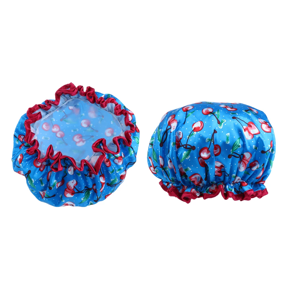 Reusable Waterproof Shower Cap Satin Hair Care Accessory Bath Cap for Women Home Spa