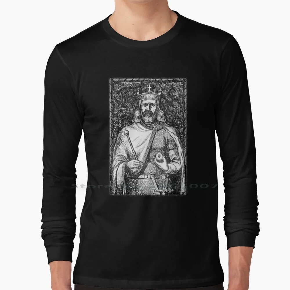 Croatia-King Tomislav-01 100% Cotton Long Sleeve T Shirt Kralj Tomislav Croatia Hrvatska King Croats Hrvati Tee Short Sleeve