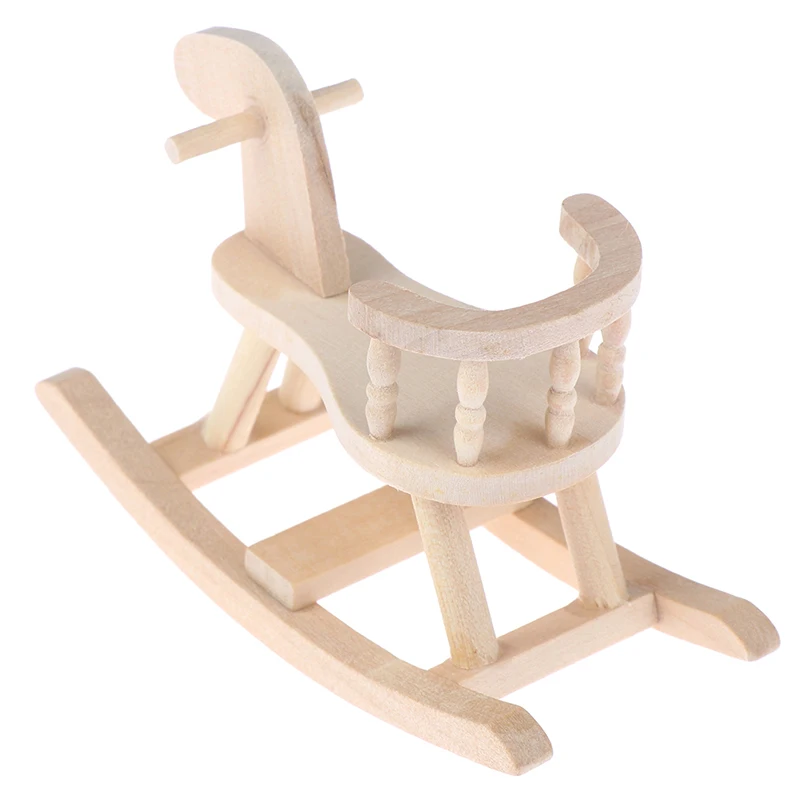 1/12 Dollhouse Miniature Wooden Rocking Horse Chair Nursery Room Furniture