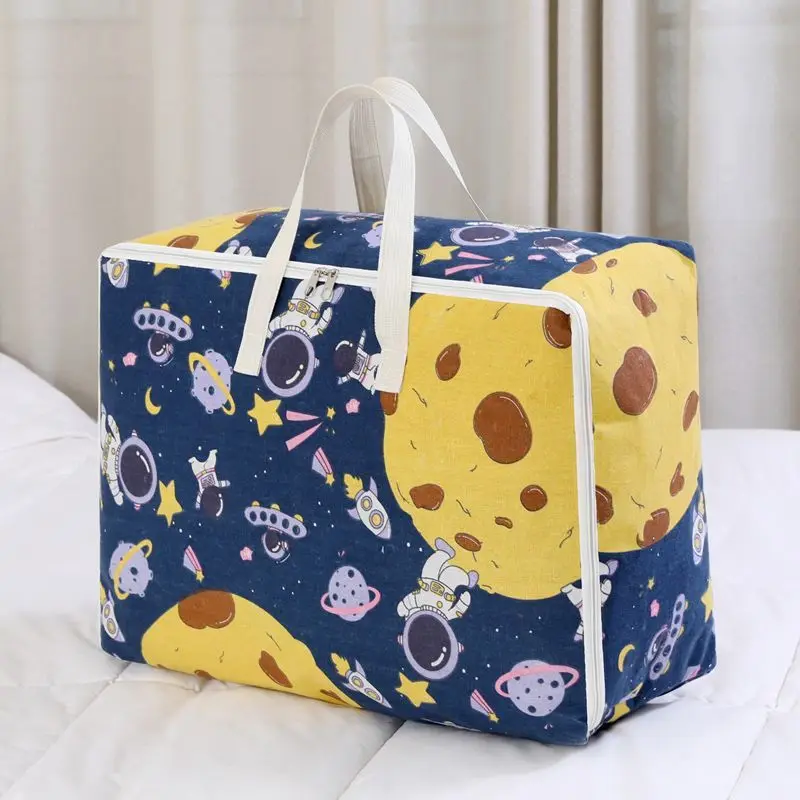 Cartoon Print Oxford Clothing Quilt Storage Bag Home Large Capacity Sundries Organizer Bag Dustproof Storage Bag With Zipper