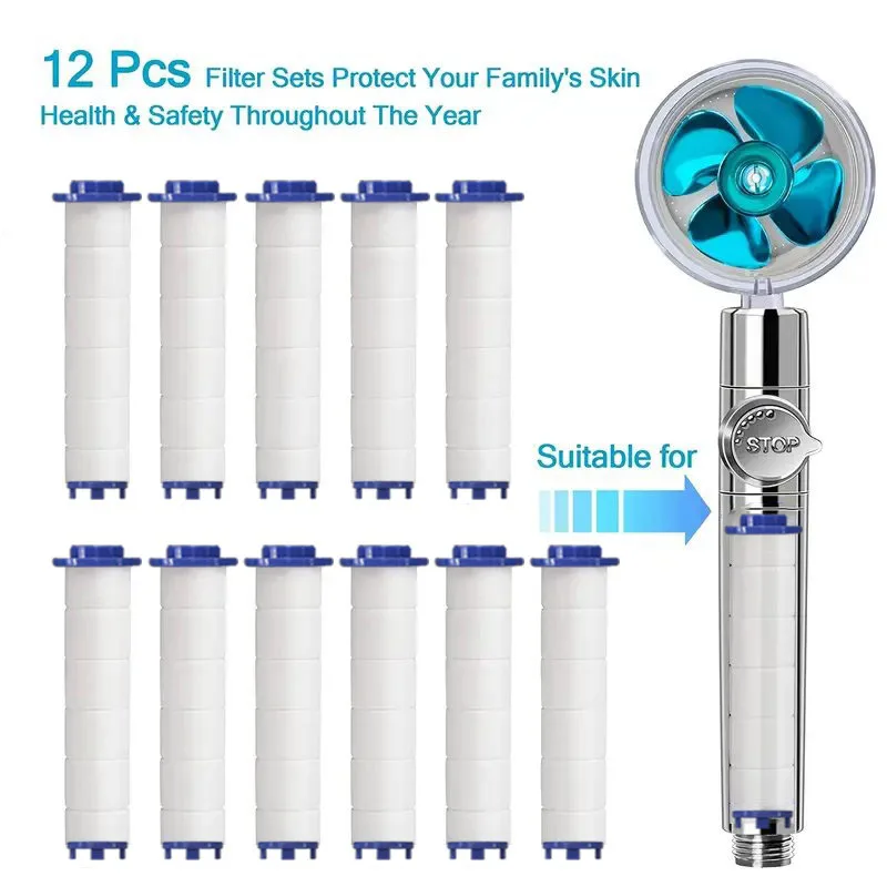 Hand Shower Filters, Set of 12 Replacement Filters for Hard Water, Remove Chlorine and Harmful Substances More Effectively