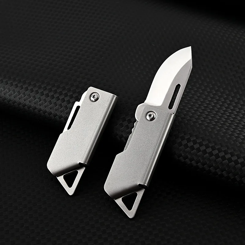 D2 Steel Cannon Mini Folding Knife Pocket Unpacking Express Small Keychain Pendant Portable EDC Tool for Camping Self Defense