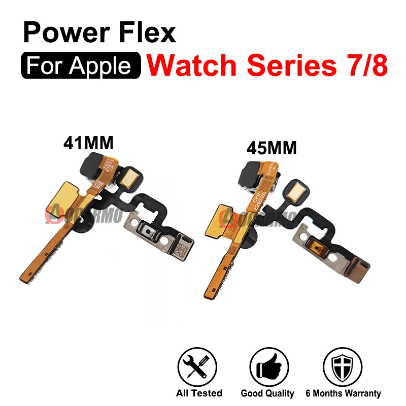 Rotation Shaft Power On Off With Microphone Flex Cable For Apple Watch Series 7 8 41mm 45mm Repair Parts
