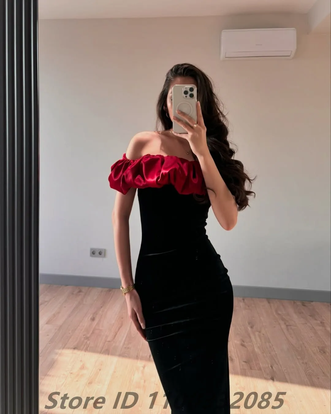 Eightale Floor Length Evening Dresses For Wedding Party Off Shoulder Velour Formal Prom Dress Dubai Party Gown Customized