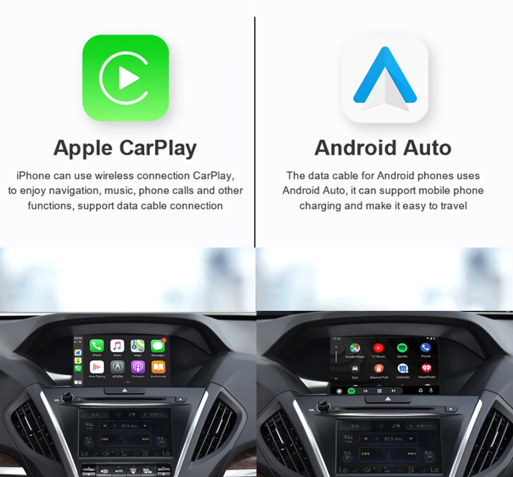 Adaptador Carplay inalámbrico Android Auto 2 en 1 OEM Linux modelo Universal enchufe y enchufe de coche actualización en línea para Acura MDX 2014 2017