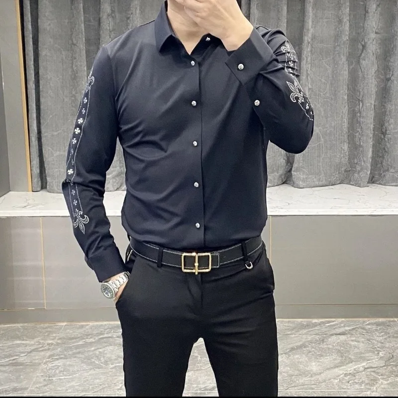 

Men's Clothing Spring and Autumn high quality Y2K Light Luxury Business Trendy Long Shirt