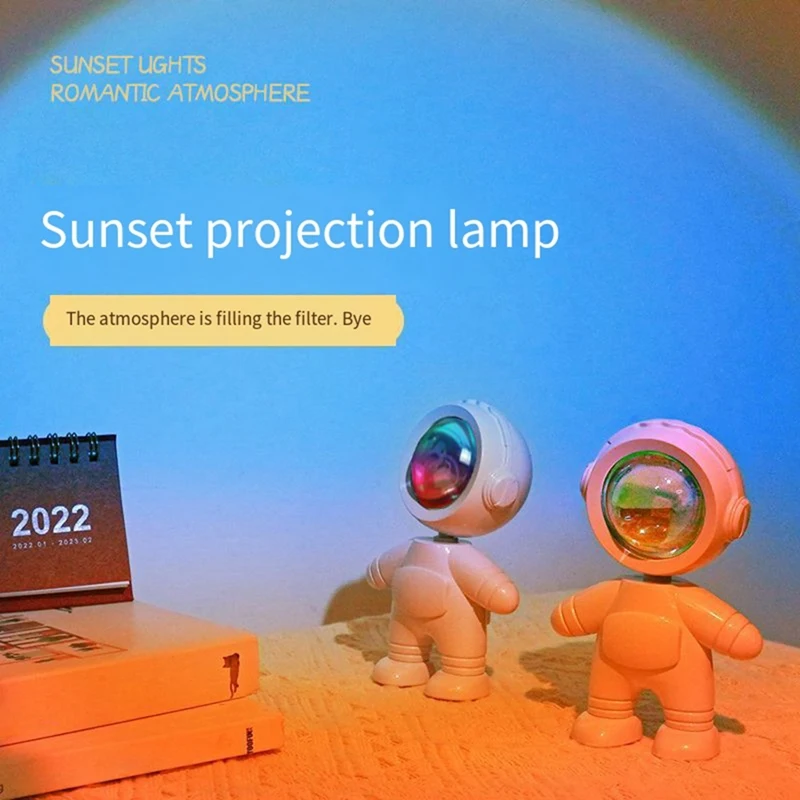 Astronaut Sunset Lamp Projector 7 Colors RGB Night Light Sunset Projector Rechargeable Sunset Lamp Projector Easy Install