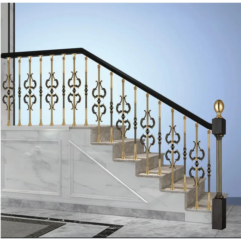 Modern Custom-designed Handrail Columns for Stairs, Pure Copper Railings, and Copper Metal Stairs