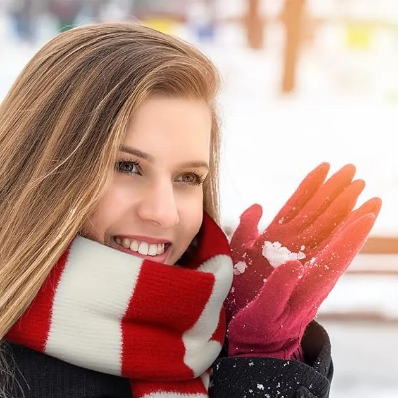 Lenço listrado vermelho e branco para adultos e crianças, lenço de malha boneco de neve, lenços quentes, itens combinando para festa de Natal e feriado, unissex e infantil, inverno