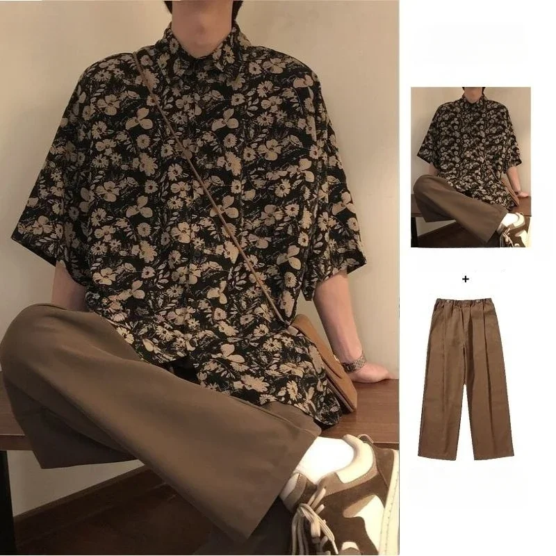 Loose Return To The Ancients Sense of Design Minority Floral Shirt Ruffian and Handsome Men Women Shirts Summertime New Style