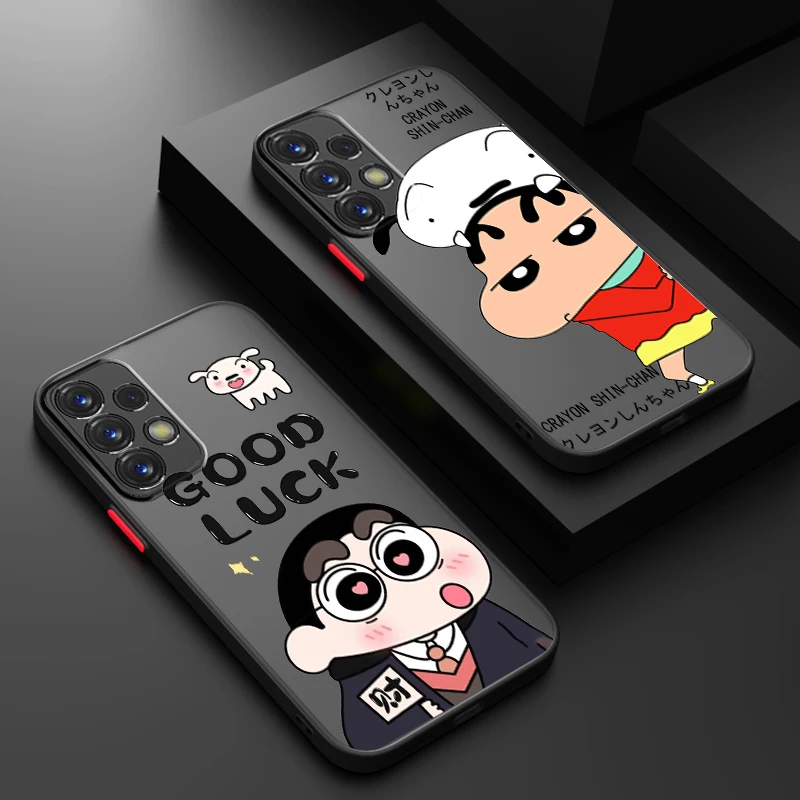 C-crayon s-shin-chan funda translúcida esmerilada para Samsung Galaxy S24, S23, S22, S21, S20 FE, S10, S9, S8 Plus, Ultra Pro 5G, TPU