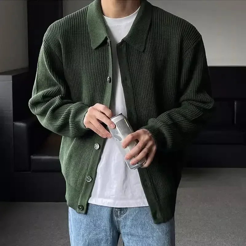 

Men Sweater Coat Korean Fashion Knitted Coats Men Streetwear Slim Fit Casual Cardigan Coats