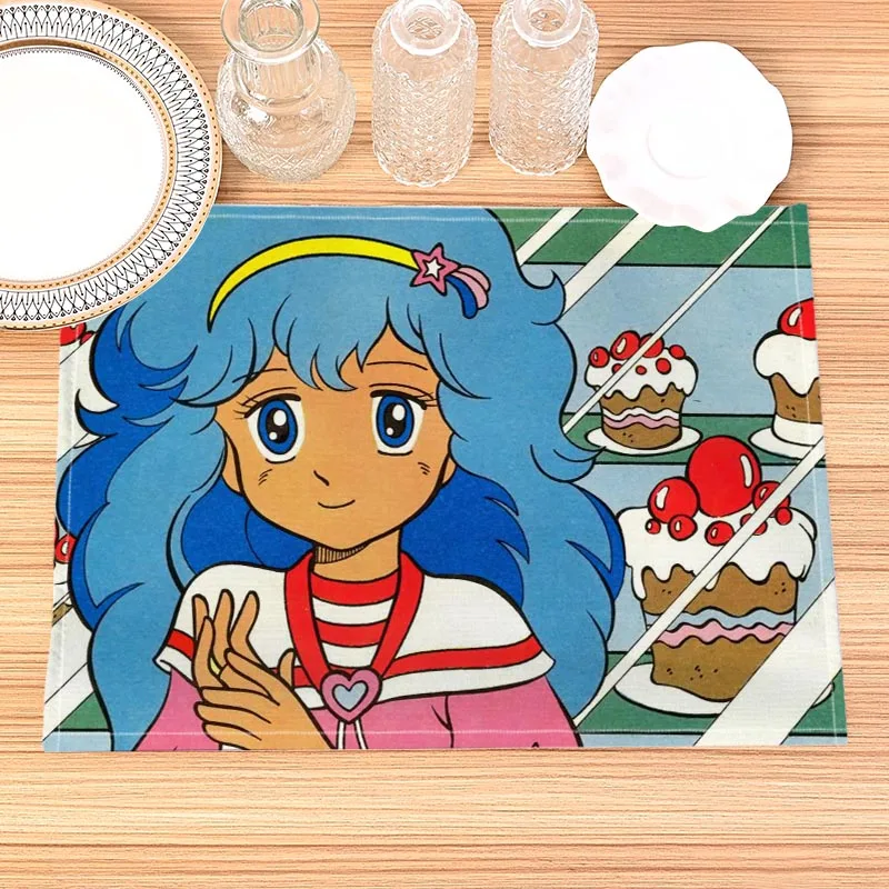 Maho No Yosei Pelsha Print Linen Dining Table Mats Kitchen Placemat 30X40cm Coasters Pads Bowl Cup Mat