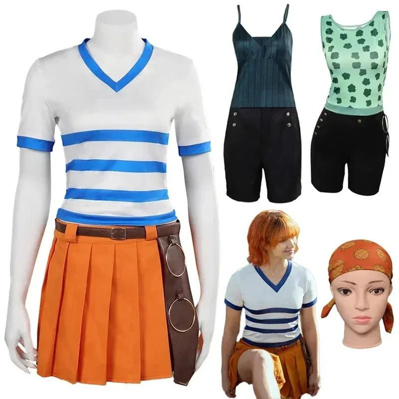 Nami Cosplay Fantasy Tops Skirt Belt Anime Live Action TV One Costume Disguise Adult Women Cosplay Roleplay Outfit
