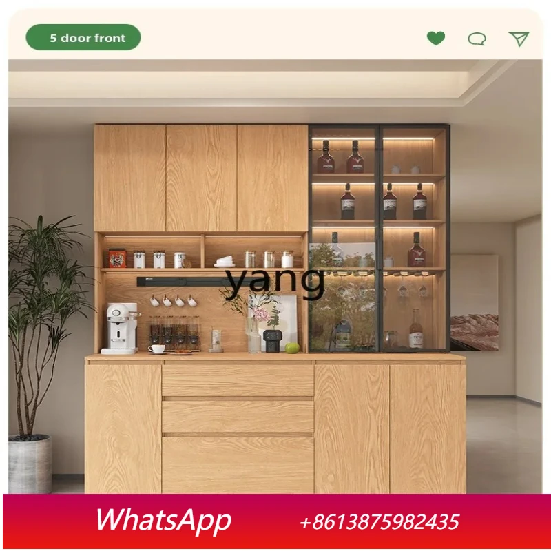 

LH all solid wood oak living room home walnut glass cupboard integrated high cabinet against the wall