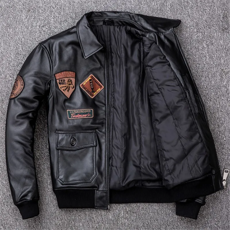 

Leather coat motorcycle suit men's style with cotton