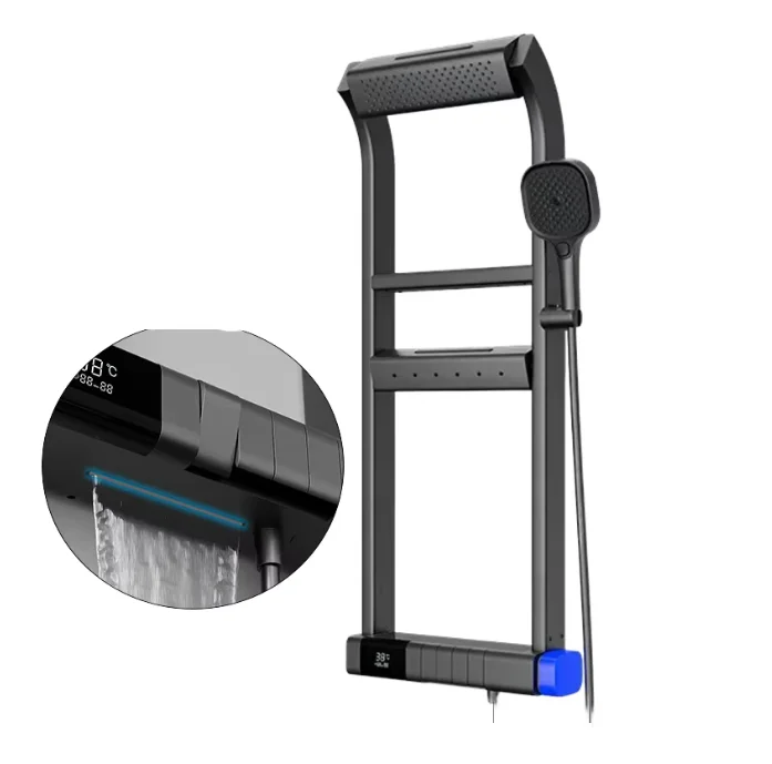 

Умное устройство для душа, цифровой дисплей, светодиодный светильник для настроения, разнообразные головки, мощная большая шкала, вращающийся поток воды для квартир, дождя