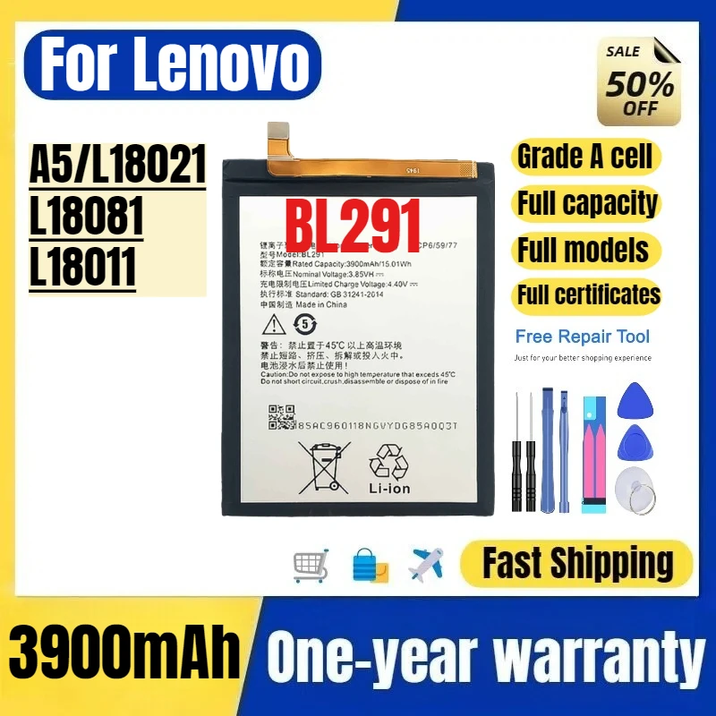 

Аккумулятор BL291 для Lenovo A5/L18021/L18081/L18011, высококачественный, большой емкости, сменный, класс А, с инструментами для установки