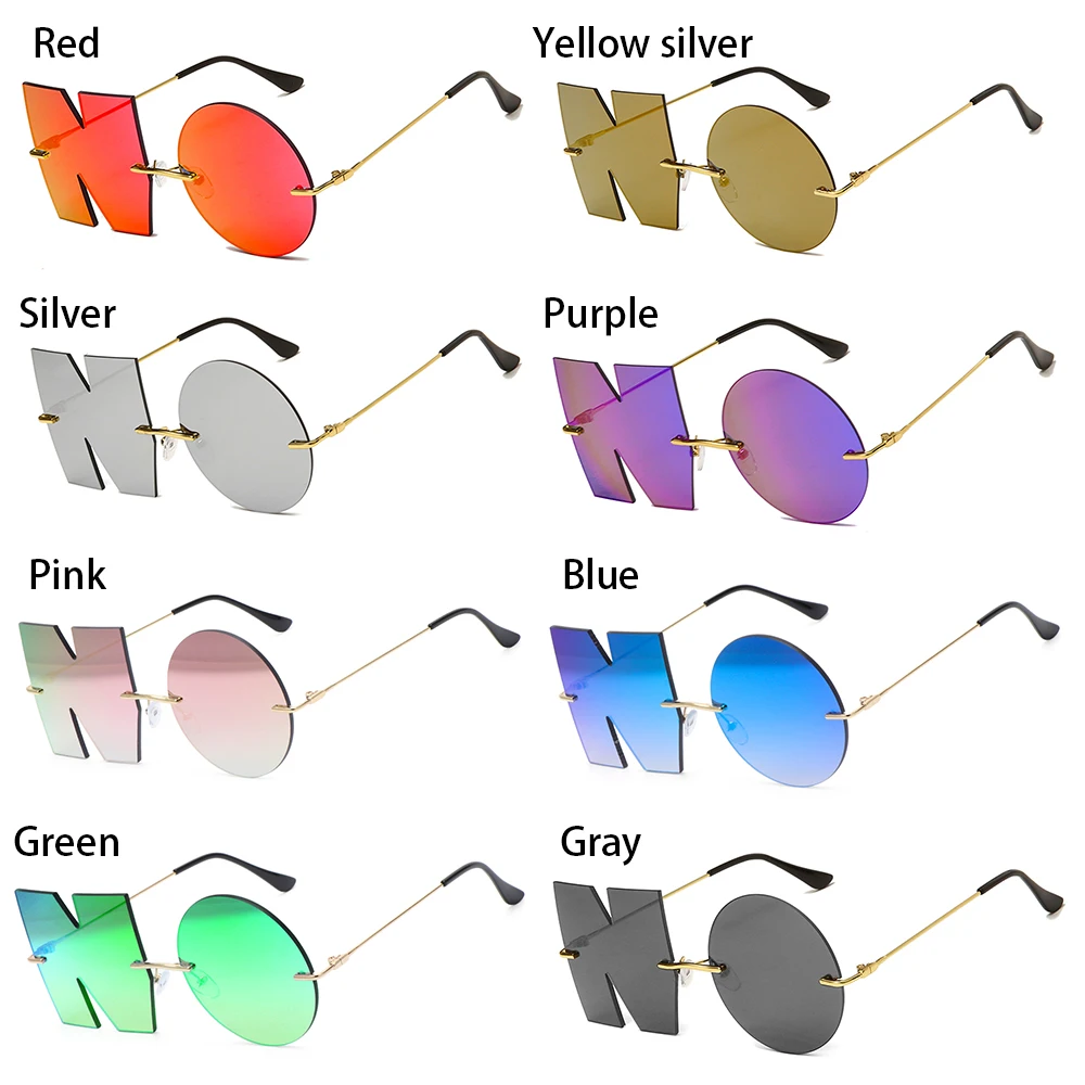 Party Metal UV400 Eyewear Women Sun Glasses Letter NO Sunglasses Ladies Shades Trend