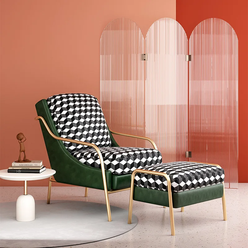 Nordic Single Person Sofa Modern Leisure Chair Living Room Light Luxury Lazy Tiger Simple Lattice Creative Home image 5