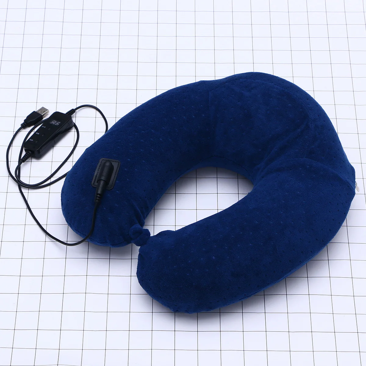 

USB Memory Foam U-Shaped Neck Pillow Navy Heatable for Travel Office Home Cervical Support USB Neck Cushion Travel Pillow