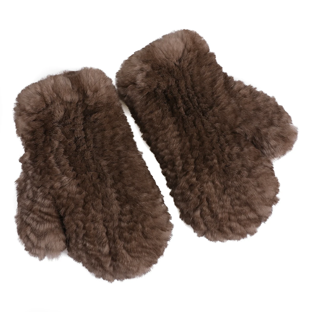 Luxury Women's Genuine Rex Rabbit Fur Knitted Mittens Soft Winter Cold Weather Gloves