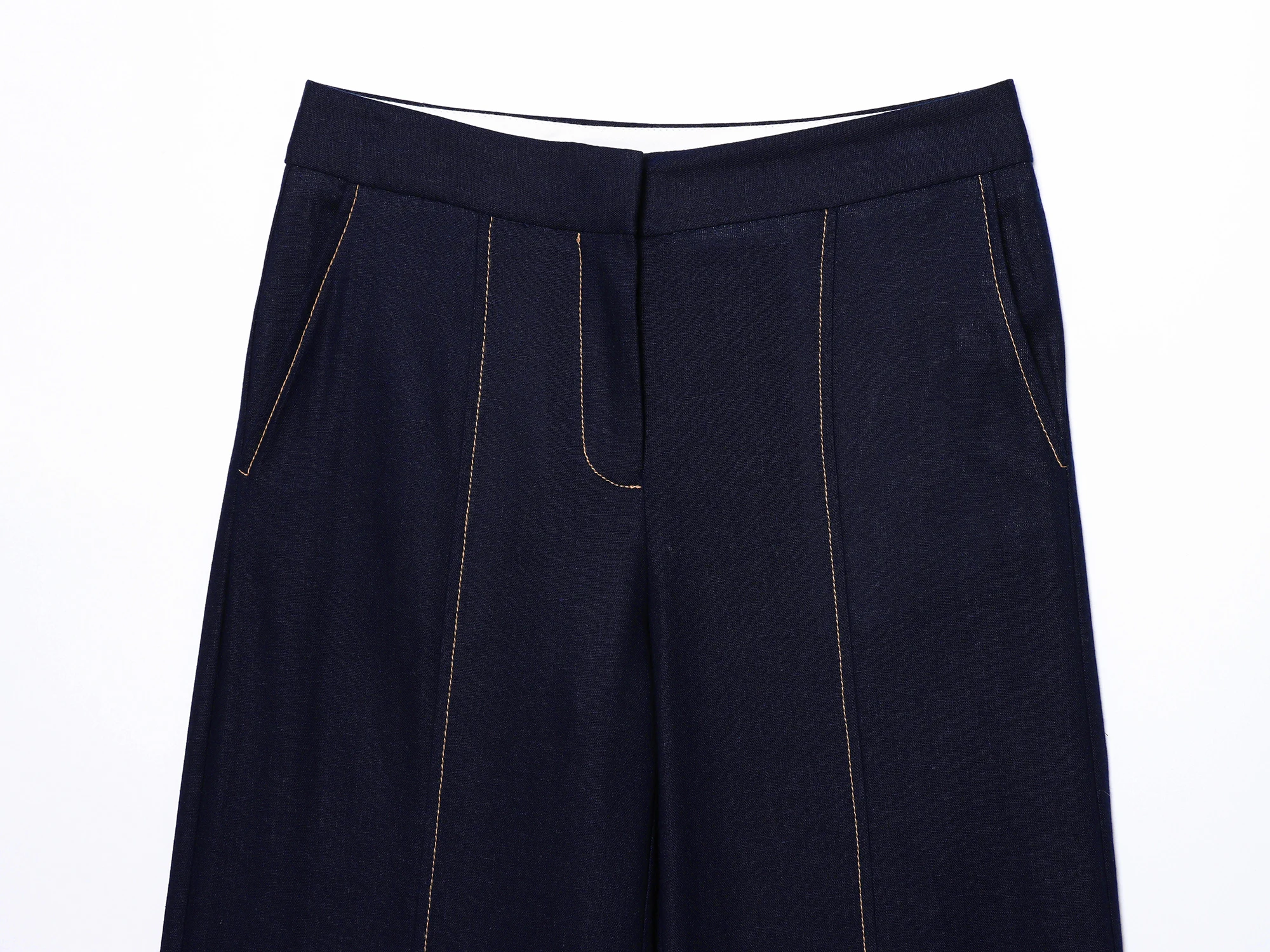 Ropa de mujer 2025 otoño nuevo producto moda mezcla línea decoración pantalones casuales rectos