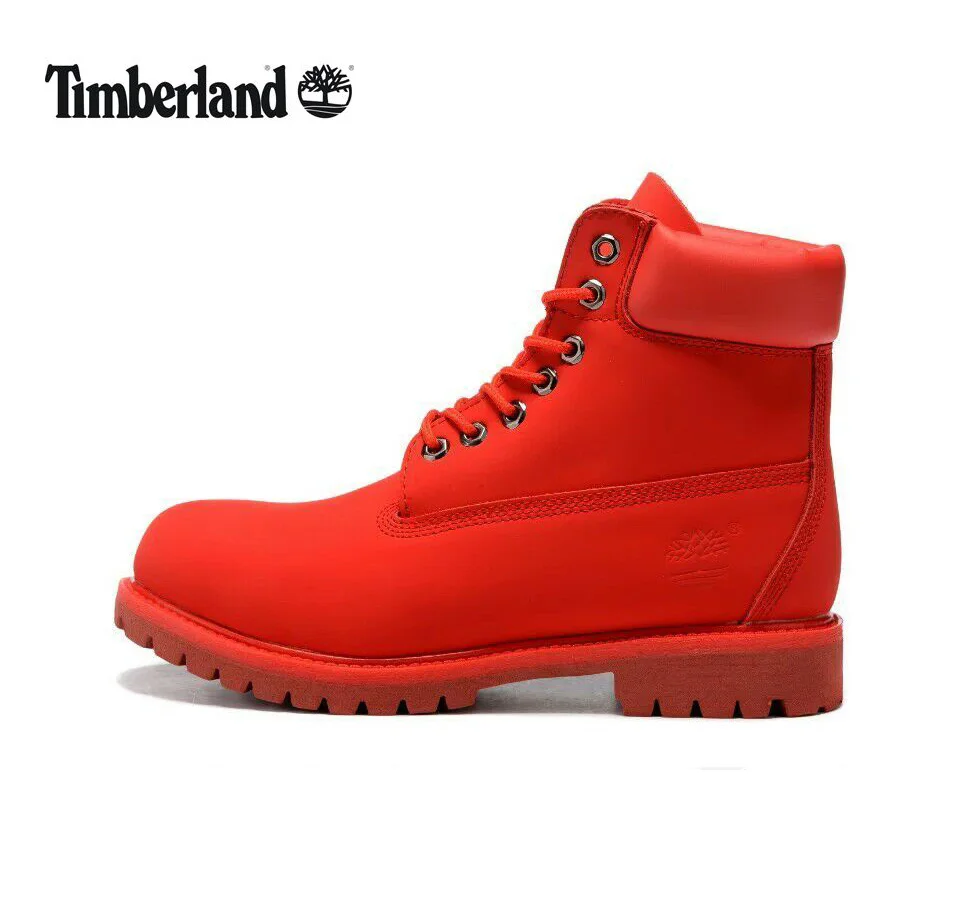 

TIMBERLAND Men Women Bright All Red Showy Martin Army Ankle Boots Leather Outdoor Leisure Work Hiking Shoes 36-46