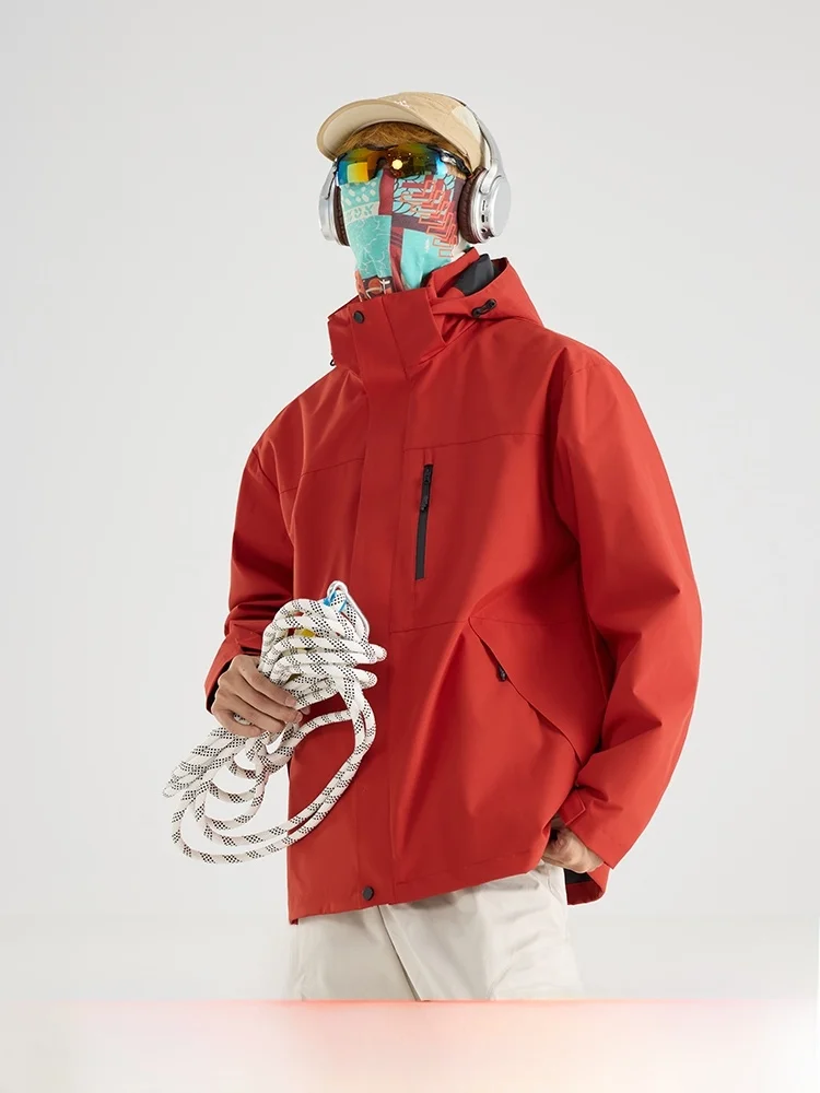 

3D Tailored Outdoor Jaet Waterproof Windproof New Autumn 2025 ex Couple Polyester Fiber Long Sve Zipper Closure Hooded