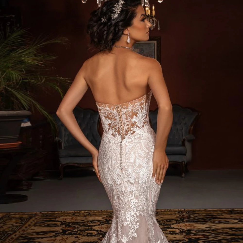 

Customized Soft White Organza Wedding Dress Formal Sweetheart Sleeveless Bridal Gowns Soft Mermaid Chapel Train Vestido De Novia