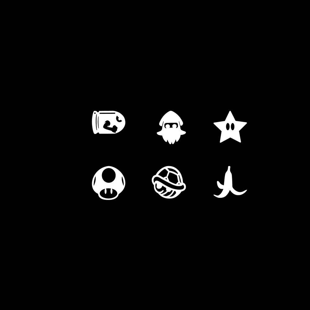 6PCS/SET Game Item Car Button Sticker Set, Waterproof Vinyl Decal for Auto Interior Decor