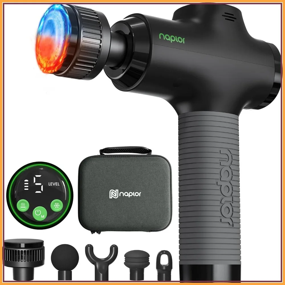 

Massage Gun with Heat and Cold - Deep Tissue Percussion Massager, FSA/HSA Eligible, Quiet, 5 Speeds, LED Display, Carrying Case