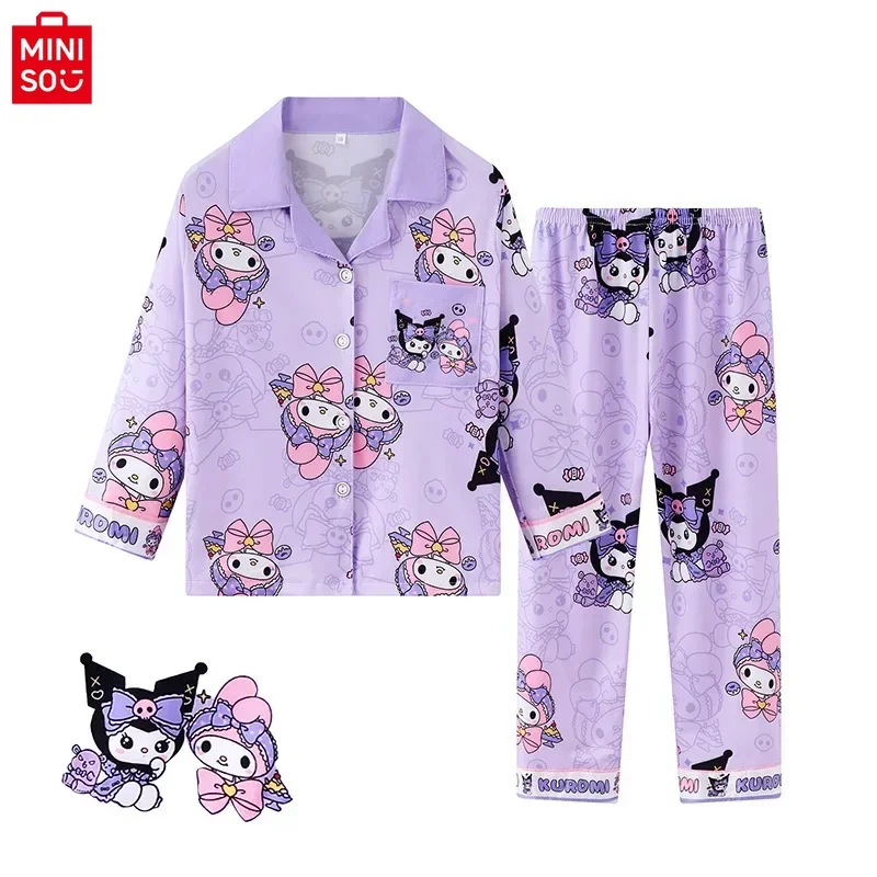 

Miniso Children's Clothing Autumn Winter Baby Outfit Set Cartoon Anime Cotton Long Sleeved Loose Mother Kids 2Pcs Kids Pajamas