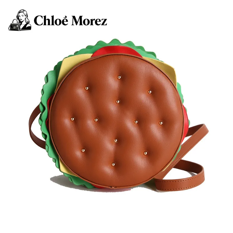 

Cartoon Three-dimensional Hamburger Women's Bag with A Quirky Personality, A Small Round Bag Slung Over One Shoulder