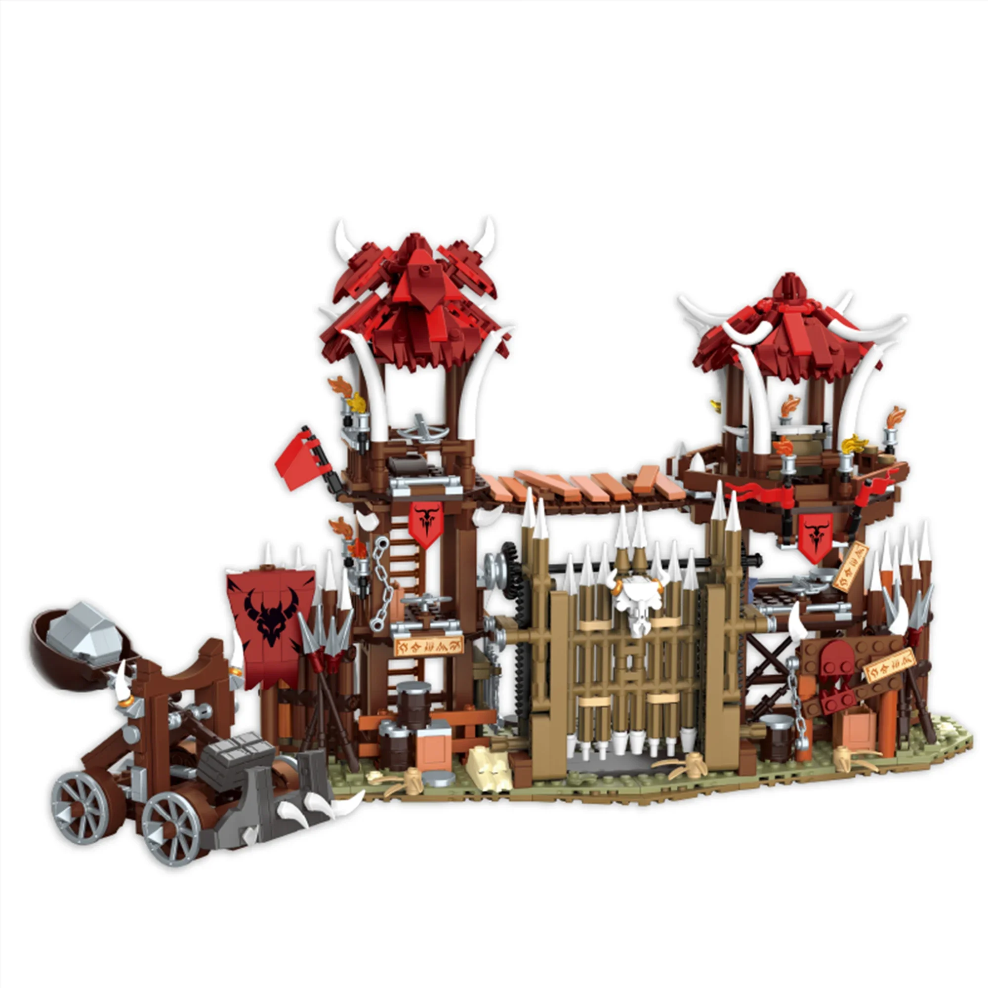 1279pcs Bone fire Gate Bouwstenen Street View Primitieve Orc Tribal Architectuur Modulaire Bricks Speelgoed voor Kinderen Volwassenen Geschenken
