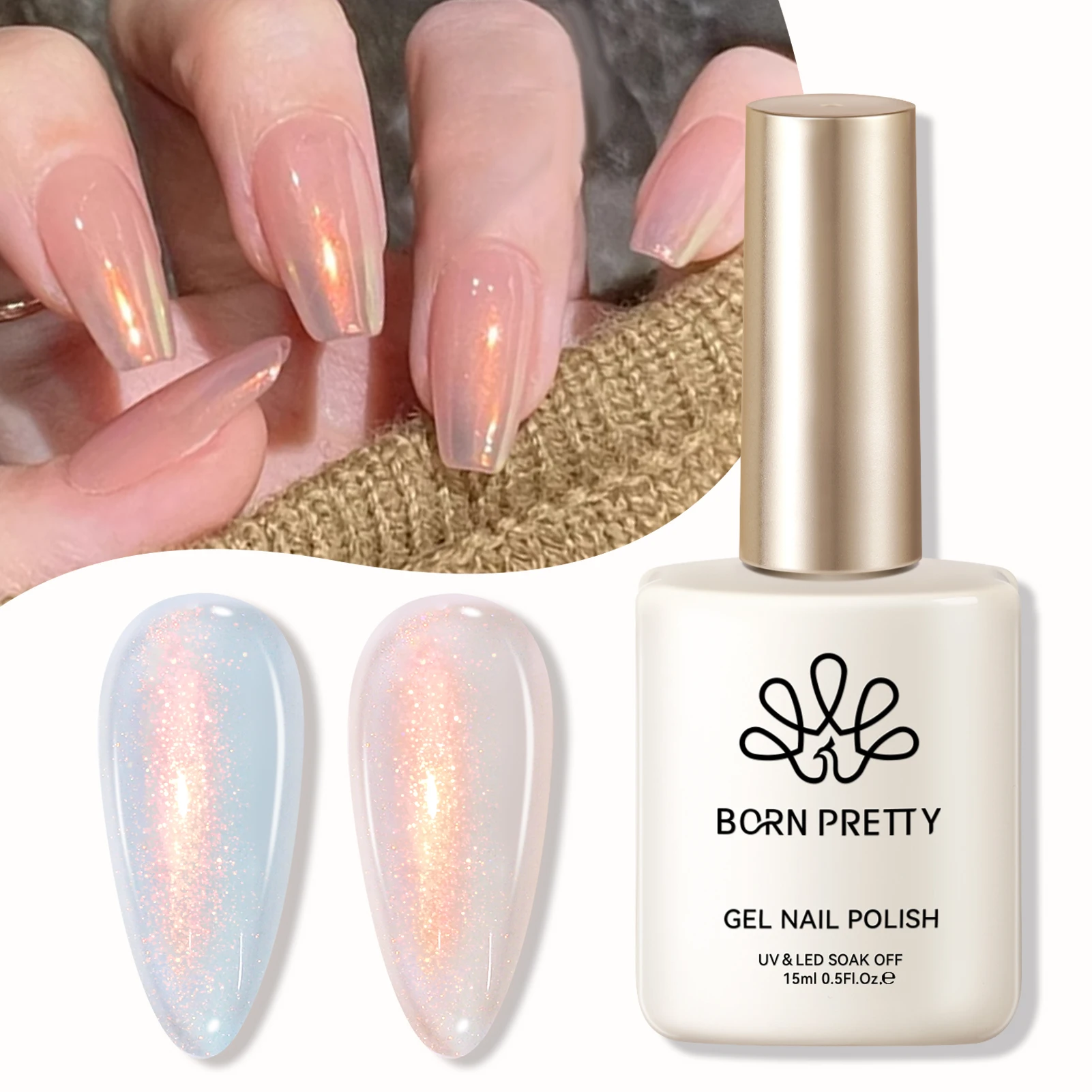 BORN PRETTY 15ml Aurora Glitter Gel Nail Polish Iridescent Pearl Shimmer Effect Soak Off UV LED Manicure Varnishes