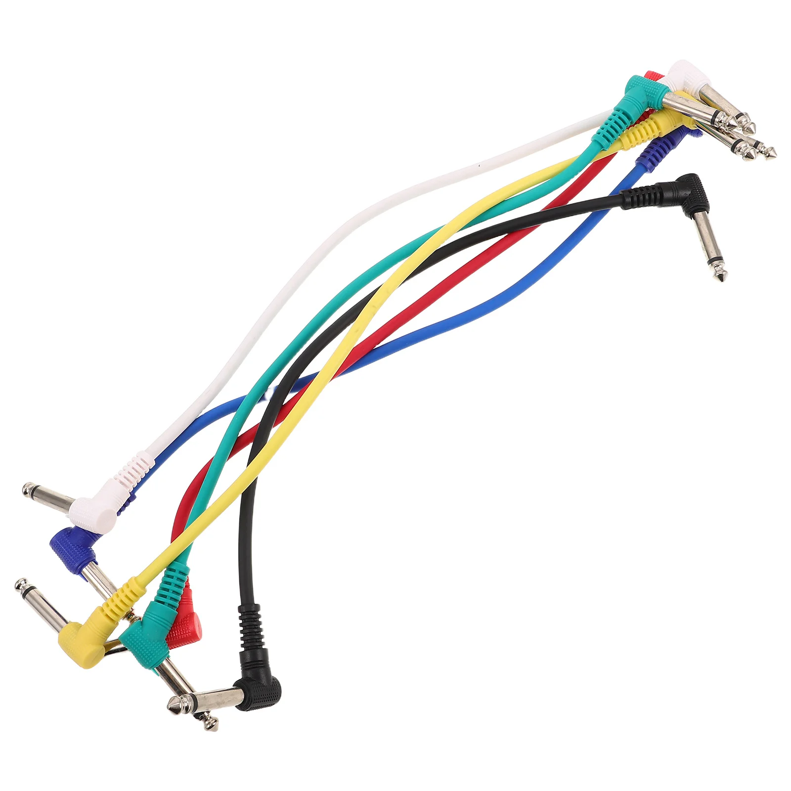 

6Pcs Electric Guitar Effect Patch Cable 30Cm Metal Rubber Build for Stable Audio Signal Noise Reduction Compatible with Pedals