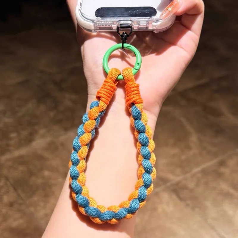 

New Colorful Universal Braided Mobile Phone Lanyard Strap Cute Hanging Chain Ring Cord With Patch Wrist Strap Phone Detachable