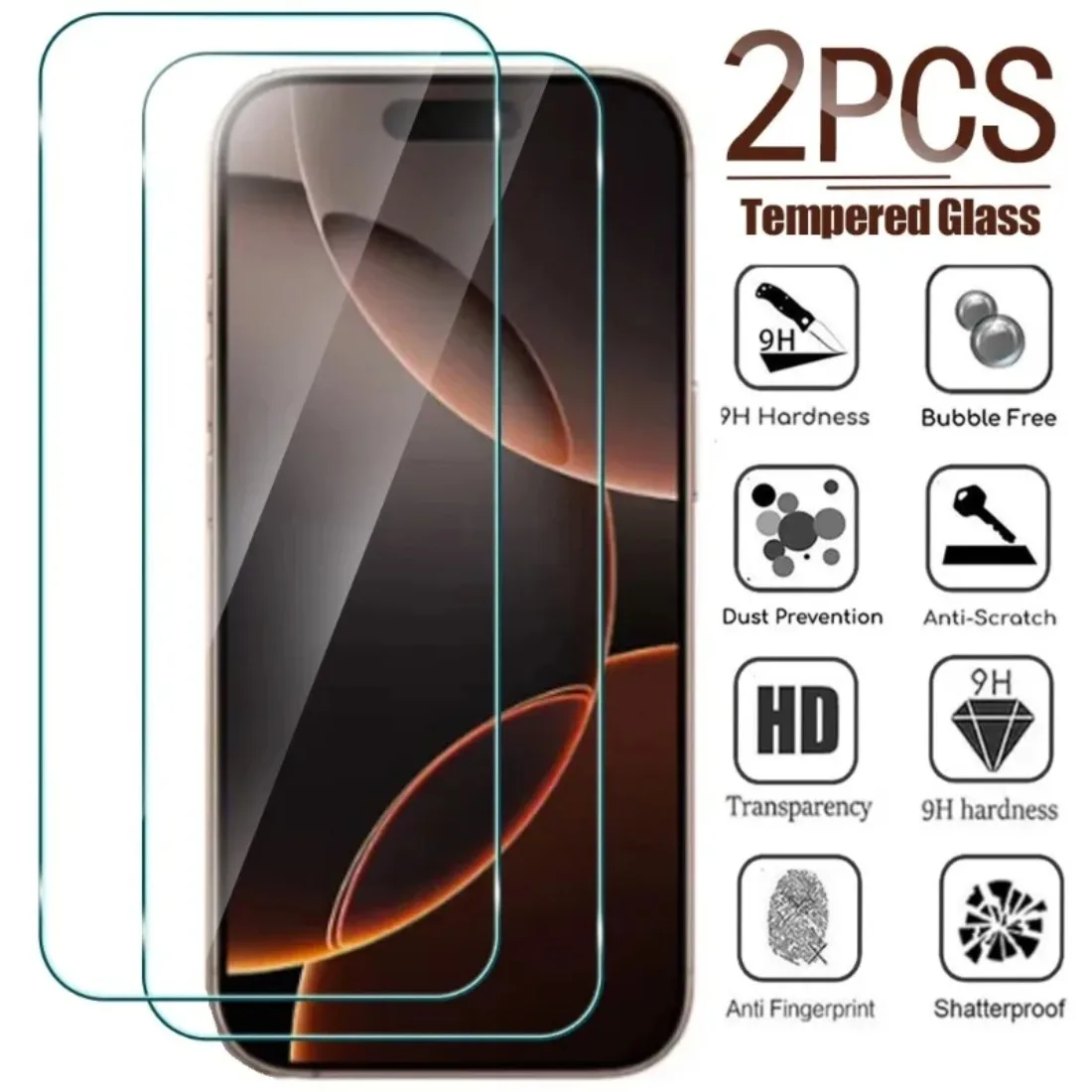 2Pcs HD Full Cover Tempered Glass For iPhone 16 Pro Max Screen Protector For IPhone 15 14 Plus 13 Pro Max 13 12 Mini X XR Glass