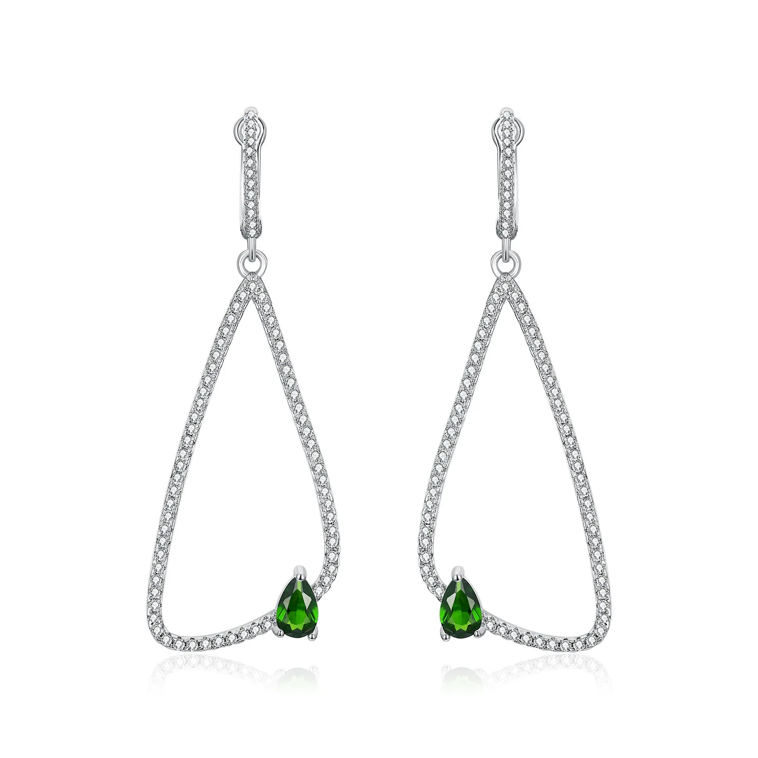 SONGYUN Natural Gemstones Jewelry Fashion Solid S925 Silver Diopside Earrings Simple Triangle Drop Jewelry