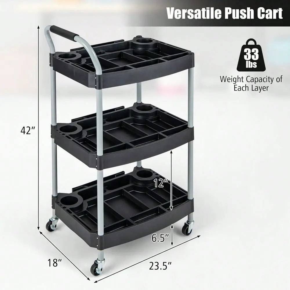 

Rolling Cart, Mobile Tool Cart With BuiltIn Organizer Divider, Universal Lockable Wheels, Sponged Handle, Utility Cart For Home
