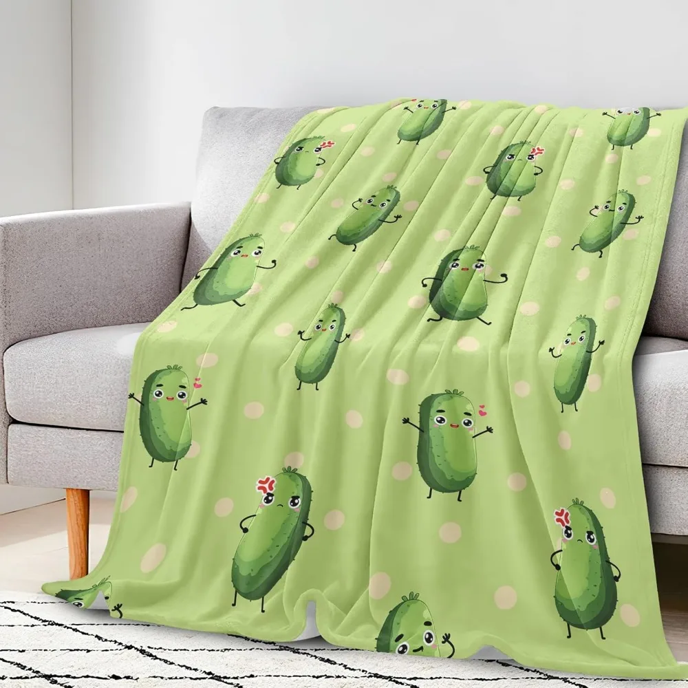 Dill Pickles Blanket Pickle Gifts for Women Girls Boys Soft Flannel Cozy Warm Lap Throw Blanket for Kids Adults